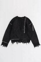 【メゾンスペシャル/MAISON SPECIAL】のHand Stitch Deep V-neck Knitwear/ハンドステッチディープVネックニット BLK(ブラック)|ID:prp329100004054652