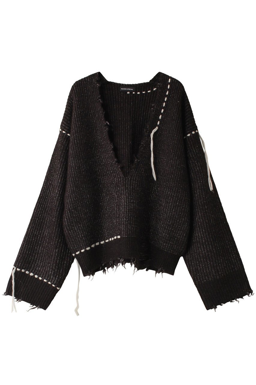 【メゾンスペシャル/MAISON SPECIAL】のHand Stitch Deep V-neck Knitwear/ハンドステッチディープVネックニット 人気、トレンドファッション・服の通販 founy(ファニー) 　ファッション　Fashion　レディースファッション　Fashion for Women　トップス・カットソー　Cut & Sew Tops　ニット　Knit Tops & Sweaters　カジュアルプルオーバー・ニットトップス　Pullovers & Knit Tops / Casual Pullovers　Vネックトップス　V-Neck Tops / V-Cut Neckline Shirts　おすすめ　Recommended / Our Picks　グラフィック　Graphic, Graphic Design　ハンド　Hand, Handmade　 other-1|ID: prp329100004054652 ipo3291000000032935901