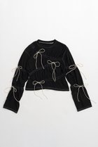 【メゾンスペシャル/MAISON SPECIAL】のShirring Many Ribbons Tops/シャーリングメニーリボントップス 人気、トレンドファッション・服の通販 founy(ファニー) ファッション Fashion レディースファッション WOMEN トップス・カットソー Tops/Tshirt シャツ/ブラウス Shirts/Blouses ロング / Tシャツ T-Shirts カットソー Cut and Sewn カットソー Cut And Sew シャーリング Shirring スリーブ Sleeve トレンド Trend バランス Balance フェミニン Feminine リボン Ribbon ロング Long 再入荷 Restock/Back In Stock/Re Arrival thumbnail BLK(ブラック)|ID: prp329100004054655 ipo3291000000027287172