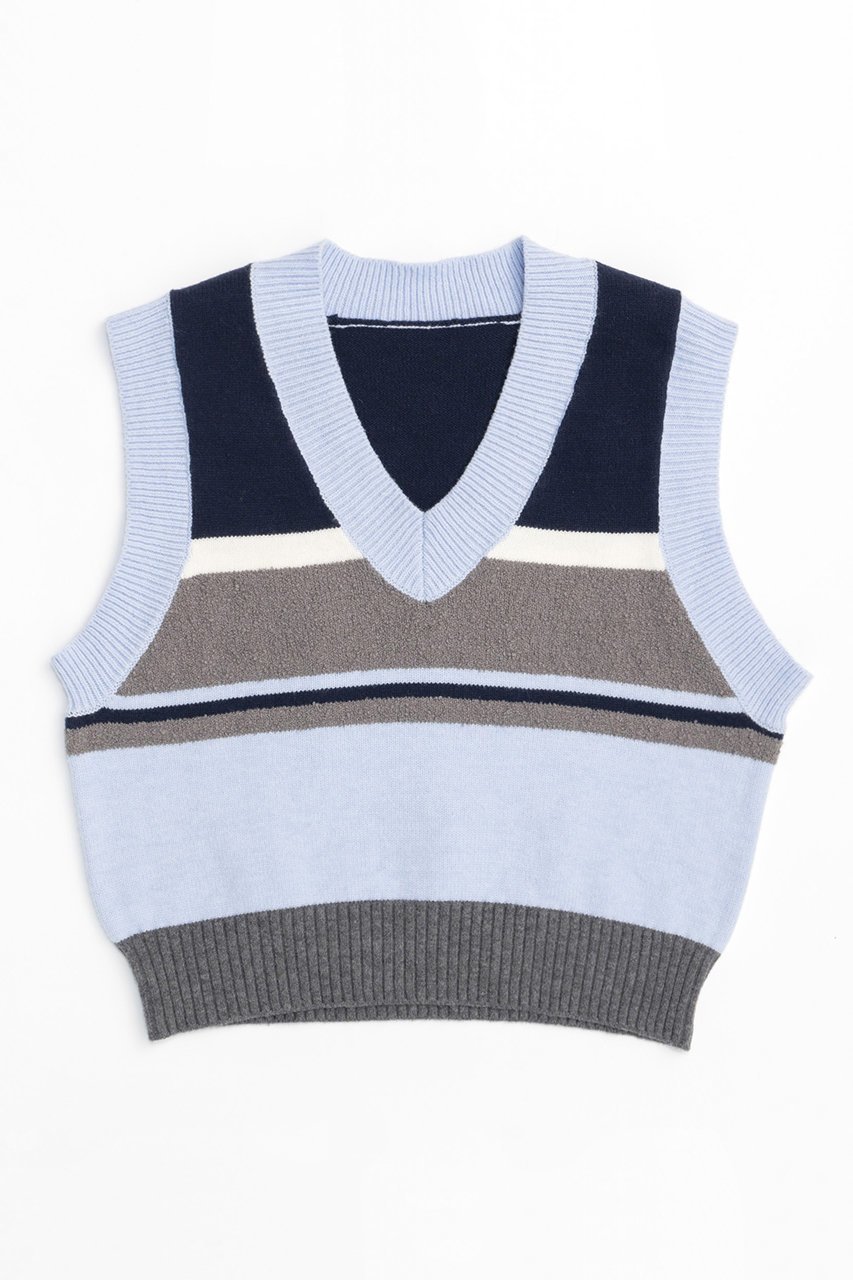 【メゾンスペシャル/MAISON SPECIAL】のBicolor Knit Vest/バイカラーベスト インテリア・キッズ・メンズ・レディースファッション・服の通販 founy(ファニー) 　ファッション　Fashion　レディースファッション　WOMEN　トップス・カットソー　Tops/Tshirt　ニット　Knit Tops　ベスト/ジレ　Gilets/Vests　プルオーバー　Pullover　おすすめ　Recommend　カットソー　Cut And Sew　キャミソール　Camisole　コンパクト　Compact　タートル　Turtle　ブロック　Block　ベスト　Vest　ボーダー　Border　BLU(ブルー)|ID: prp329100004054661 ipo3291000000027287197