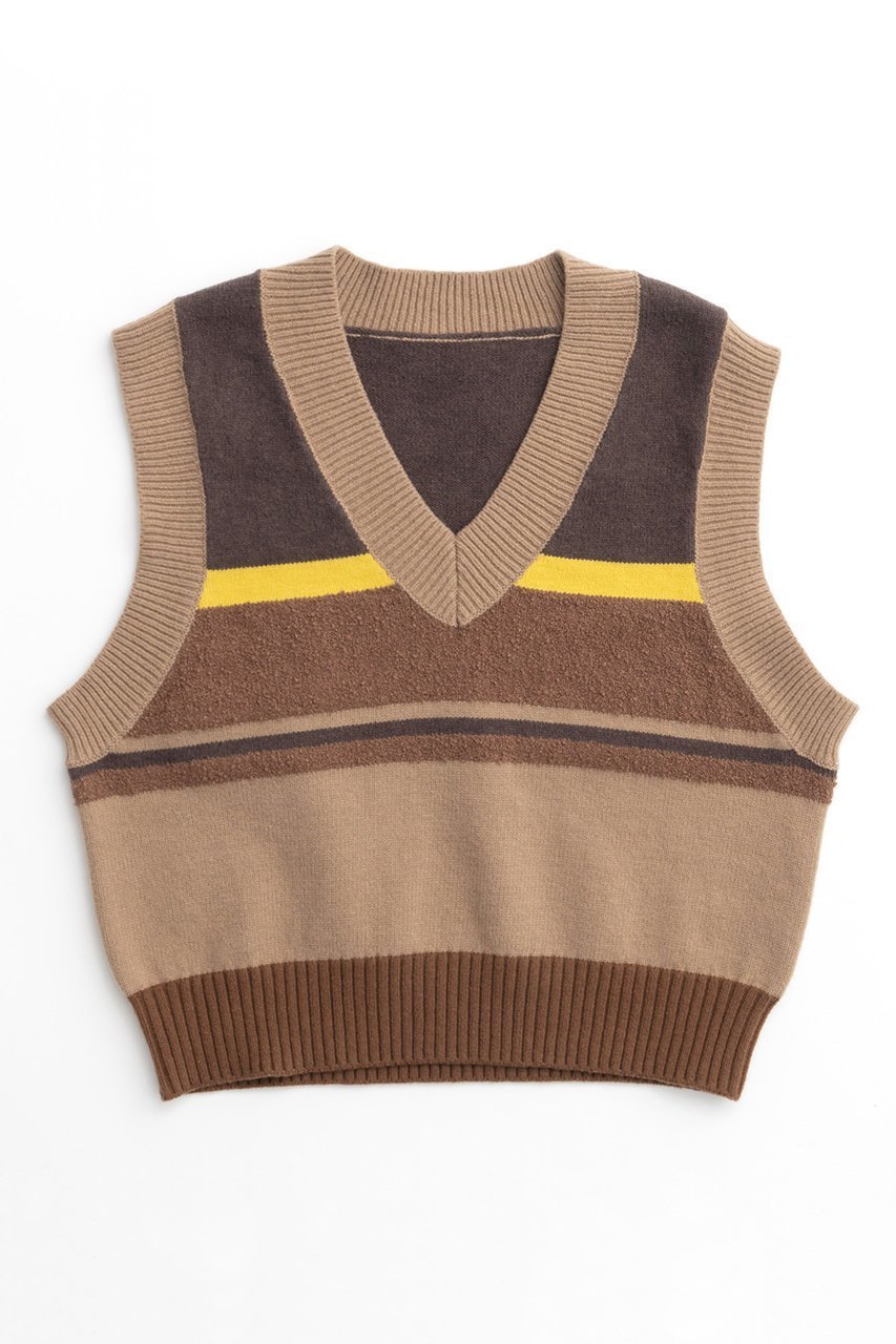 【メゾンスペシャル/MAISON SPECIAL】のBicolor Knit Vest/バイカラーベスト インテリア・キッズ・メンズ・レディースファッション・服の通販 founy(ファニー) 　ファッション　Fashion　レディースファッション　WOMEN　トップス・カットソー　Tops/Tshirt　ニット　Knit Tops　ベスト/ジレ　Gilets/Vests　プルオーバー　Pullover　おすすめ　Recommend　カットソー　Cut And Sew　キャミソール　Camisole　コンパクト　Compact　タートル　Turtle　ブロック　Block　ベスト　Vest　ボーダー　Border　BRN(ブラウン)|ID: prp329100004054661 ipo3291000000027287198