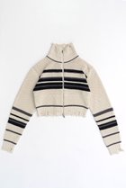 【メゾンスペシャル/MAISON SPECIAL】のFront Zip Mesh Border Knitwear/フロントジップメッシュボーダーニット WHT(ホワイト)|ID:prp329100004054664