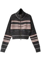 【メゾンスペシャル/MAISON SPECIAL】のFront Zip Mesh Border Knitwear/フロントジップメッシュボーダーニット GRY(グレー)|ID: prp329100004054664 ipo3291000000035067581