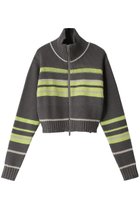 【メゾンスペシャル/MAISON SPECIAL】のFront Zip Mesh Border Knitwear/フロントジップメッシュボーダーニット KHK(カーキ)|ID: prp329100004054664 ipo3291000000035067586