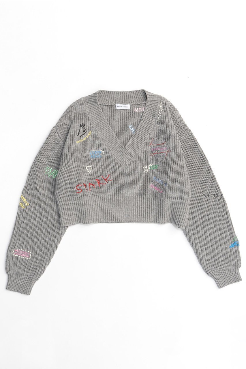 【メゾンスペシャル/MAISON SPECIAL】のV-neck Embroidery Knitwear/Vネックエンブロイダリーニット 人気、トレンドファッション・服の通販 founy(ファニー) 　ファッション　Fashion　レディースファッション　WOMEN　トップス・カットソー　Tops/Tshirt　ニット　Knit Tops　プルオーバー　Pullover　Vネック　V-Neck　おすすめ　Recommend　グラフィック　Graphic　再入荷　Restock/Back In Stock/Re Arrival　 other-1|ID: prp329100004054666 ipo3291000000027287216