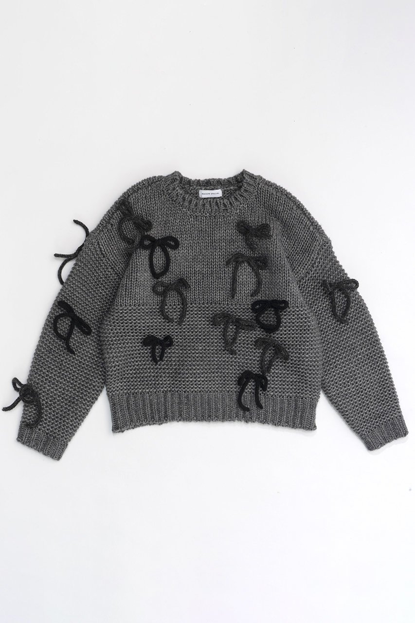 【メゾンスペシャル/MAISON SPECIAL】のRandom Ribbon Knit Tops/ランダムリボンニットトップス 人気、トレンドファッション・服の通販 founy(ファニー) 　ファッション　Fashion　レディースファッション　WOMEN　トップス・カットソー　Tops/Tshirt　ニット　Knit Tops　プルオーバー　Pullover　A/W・秋冬　Aw・Autumn/Winter・Fw・Fall-Winter　おすすめ　Recommend　ガーリー　Girly　トレンド　Trend　フリル　Frills　リボン　Ribbon　再入荷　Restock/Back In Stock/Re Arrival　 other-1|ID: prp329100004054667 ipo3291000000027287221