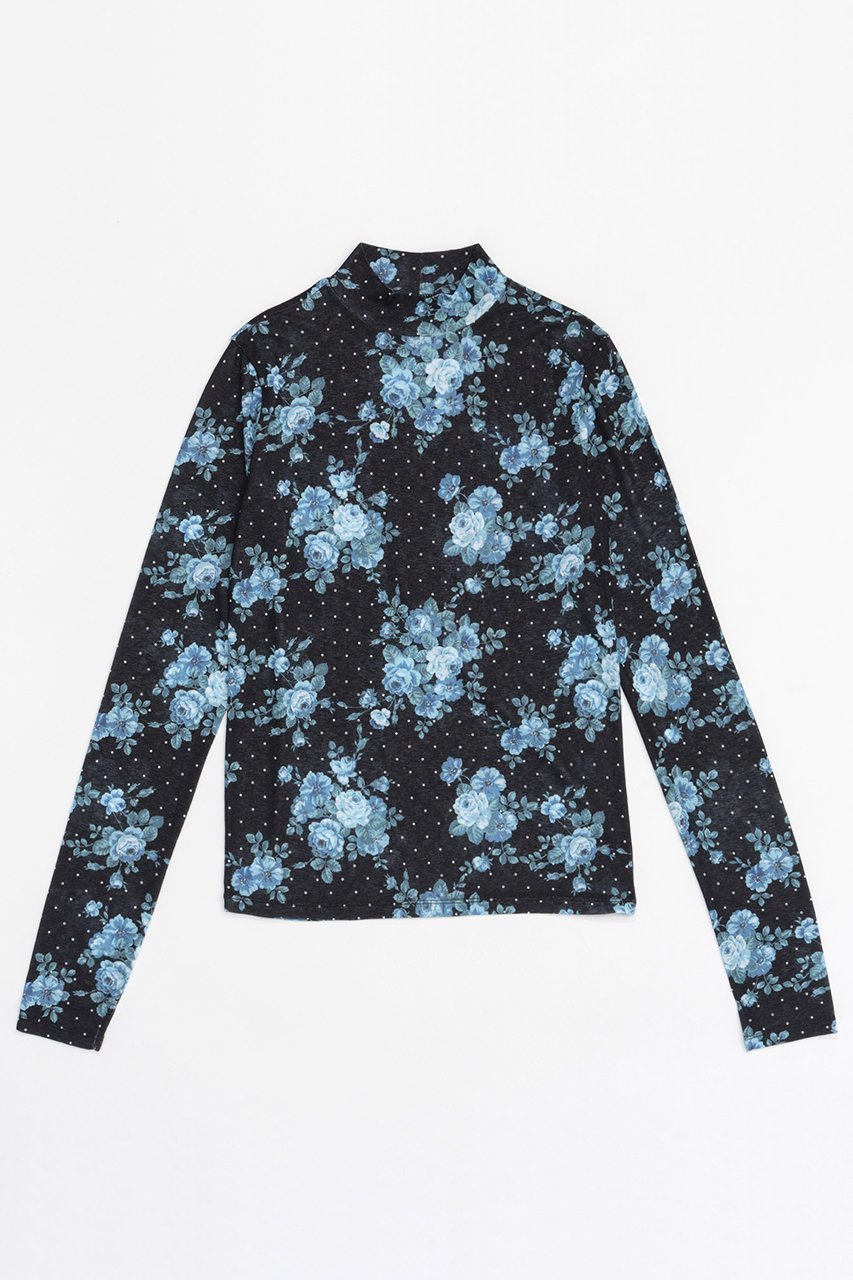 【メゾンスペシャル/MAISON SPECIAL】のFlower Dot Turtle High Neck Tops/フラワードットタートルハイネックトップス インテリア・キッズ・メンズ・レディースファッション・服の通販 founy(ファニー) 　ファッション　Fashion　レディースファッション　WOMEN　トップス・カットソー　Tops/Tshirt　シャツ/ブラウス　Shirts/Blouses　ロング / Tシャツ　T-Shirts　カットソー　Cut and Sewn　インナー　Inner　スリーブ　Sleeve　タイツ　Tights　プリント　Print　ラグジュアリー　Luxury　ロング　Long　BLU(ブルー)|ID: prp329100004054669 ipo3291000000027287232