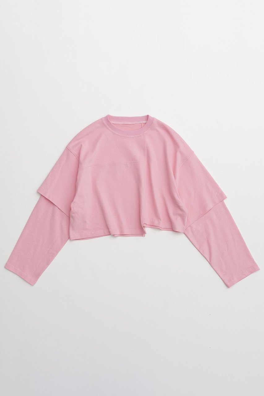 【メゾンスペシャル/MAISON SPECIAL】のBlock Stitch Tops/ブロックステッチトップス インテリア・キッズ・メンズ・レディースファッション・服の通販 founy(ファニー) 　ファッション　Fashion　レディースファッション　WOMEN　トップス・カットソー　Tops/Tshirt　シャツ/ブラウス　Shirts/Blouses　ロング / Tシャツ　T-Shirts　カットソー　Cut and Sewn　カットソー　Cut And Sew　コンパクト　Compact　スリーブ　Sleeve　バランス　Balance　ロング　Long　PNK(ピンク)|ID: prp329100004055801 ipo3291000000027306515