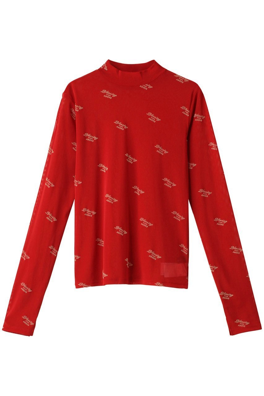 【メゾンスペシャル/MAISON SPECIAL】のBLESSING Flocky Print Turtleneck Tops/BLESSINGフロッキータートルトップス インテリア・キッズ・メンズ・レディースファッション・服の通販 founy(ファニー) 　ファッション　Fashion　レディースファッション　Fashion for Women　トップス・カットソー　Cut & Sew Tops　シャツ・ブラウス・オフィスカジュアル　Elegant Blouses & Button-Ups　ロングTシャツ・Tシャツ　Longline T-Shirts & Tees　カットソー・ベーシックTシャツ　Cut-and-Sewn Tops / Stretch Tees & Basics　タートルネック・ハイネックトップス　Turtlenecks & High-Neck Tops　グラフィック　Graphic, Graphic Design　ジャケット　Jacket, Outerwear　スタイリッシュ　Stylish, Fashionable　スリーブ　Sleeve, Long Sleeve / Short Sleeve　羽織　Haori, Light Jacket　メッシュ　Mesh, Net Fabric　ロング　Long, Long-Length　RED(レッド)|ID: prp329100004055813 ipo3291000000032920555