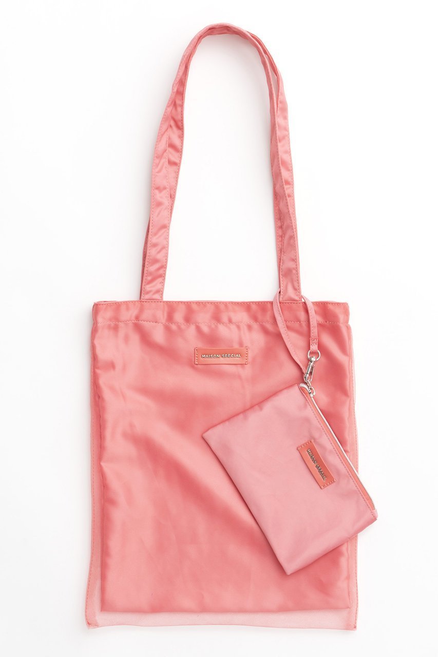 【メゾンスペシャル/MAISON SPECIAL】のTulle Combination Tote Bag/チュールコンビトートバッグ インテリア・キッズ・メンズ・レディースファッション・服の通販 founy(ファニー) 　ファッション　Fashion　レディースファッション　WOMEN　バッグ　Bag　コンビ　Combination　シンプル　Simple　チュール　Tulle　ドット　Dot　ポーチ　Pouch　PNK(ピンク)|ID: prp329100004055831 ipo3291000000027306636