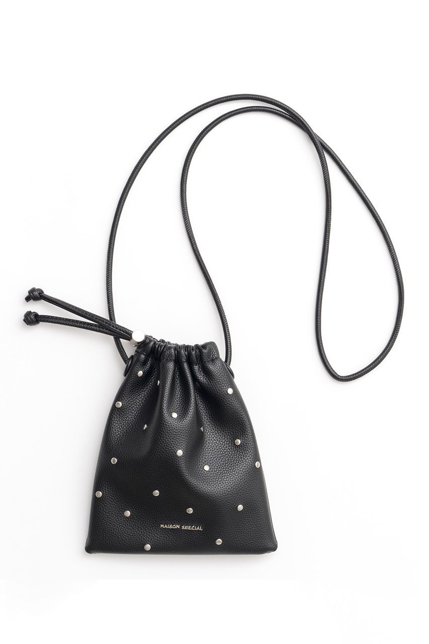 【メゾンスペシャル/MAISON SPECIAL】のStuds Drawstring Mobile Tote Bag/スタッズドローストリングモバイルトート インテリア・キッズ・メンズ・レディースファッション・服の通販 founy(ファニー) 　ファッション　Fashion　レディースファッション　Fashion for Women　バッグ　Bags　スタッズ　Studs, Metal Accents　リアル　Real, Realistic　巾着　Drawstring Bag, Kinchaku　無地　Plain, Solid Color　BLK(ブラック)|ID: prp329100004055833 ipo3291000000035755383