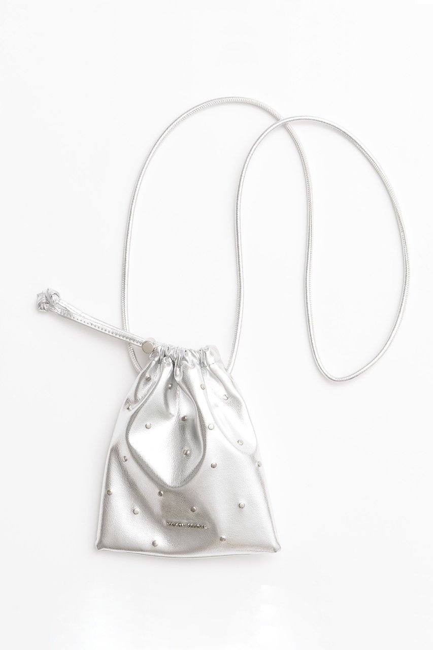 【メゾンスペシャル/MAISON SPECIAL】のStuds Drawstring Mobile Tote Bag/スタッズドローストリングモバイルトート インテリア・キッズ・メンズ・レディースファッション・服の通販 founy(ファウニー) 　ファッション　Fashion　レディースファッション　Fashion for Women　バッグ　Bags　スタッズ　Studs, Metal Accents　リアル　Real, Realistic　巾着　Drawstring Bag, Kinchaku　無地　Plain, Solid Color　SLV(シルバー)|ID: prp329100004055833 ipo3291000000036756237