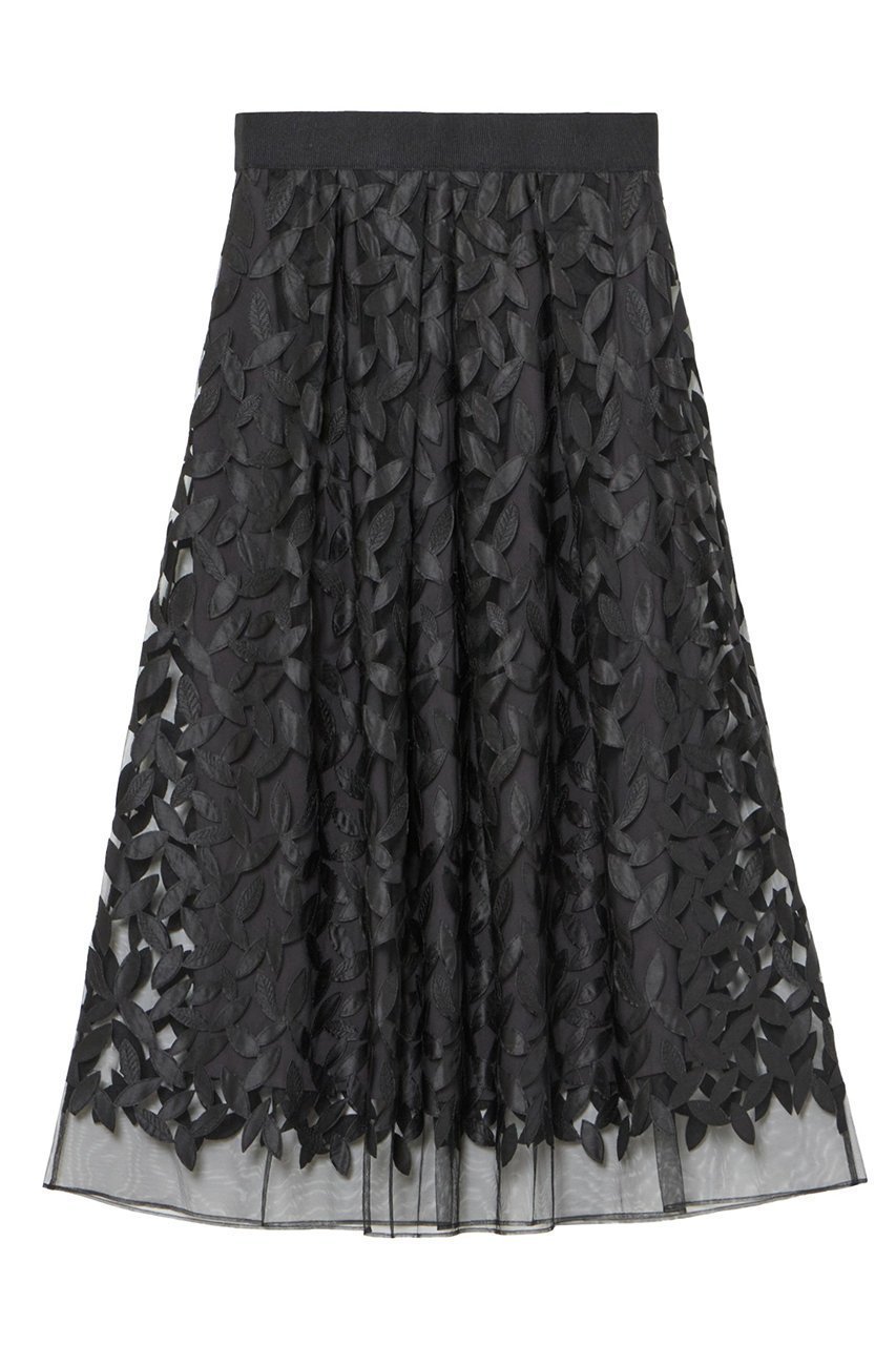 【アナイ/ANAYI】のリーフチュールタックフレアスカート 人気、トレンドファッション・服の通販 founy(ファニー) 　ファッション　Fashion　レディースファッション　Fashion for Women　スカート　Skirts　Aライン・フレアスカート　A-Line & Flared Skirts　ロングスカート　Long Skirts / Maxi & Midi Skirts　サテン　Satin, Glossy Fabric　シンプル　Simple, Minimal　チュール　Tulip, Tulip Motif　フレアースカート　Flared Skirt, A-Line Skirt　リーフ　Leaf, Botanical Leaf　ロング　Long, Long-Length　other-2|ID: prp329100004055858 ipo3291000000033705995