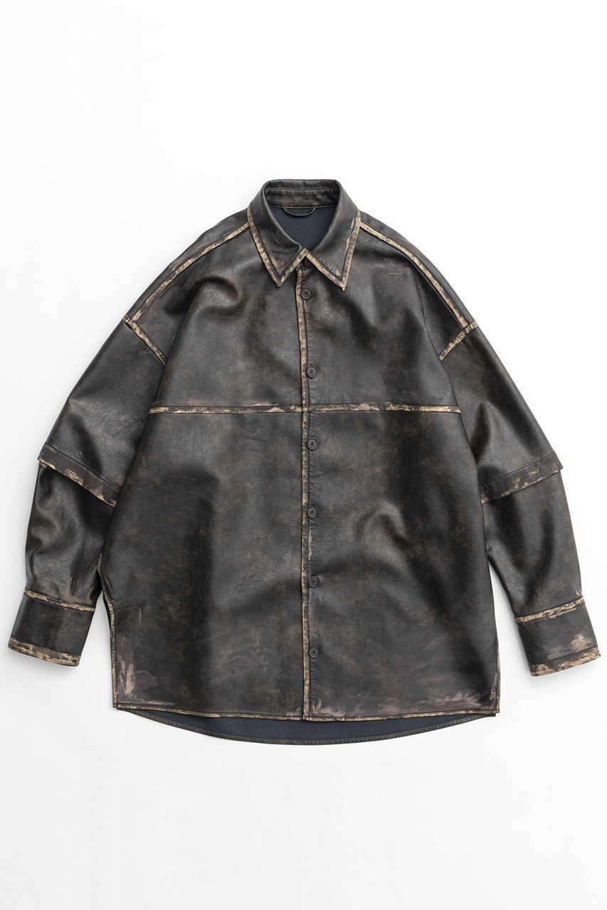 【メゾンスペシャル/MAISON SPECIAL】の2way faux Leather Shirt/2WAYフェイクレザーシャツ インテリア・キッズ・メンズ・レディースファッション・服の通販 founy(ファニー) ファッション Fashion レディースファッション Fashion for Women トップス・カットソー Cut & Sew Tops シャツ・ブラウス・オフィスカジュアル Elegant Blouses & Button-Ups おすすめ Recommended / Our Picks スリーブ Sleeve, Long Sleeve / Short Sleeve フェイクレザー Faux Leather, PU Leather ロング Long, Long-Length ヴィンテージ Vintage Style 半袖 Short Sleeve, Half Sleeve 軽量 Lightweight, Ultra Light BRN(ブラウン)|ID: prp329100004060597 ipo3291000000032902454