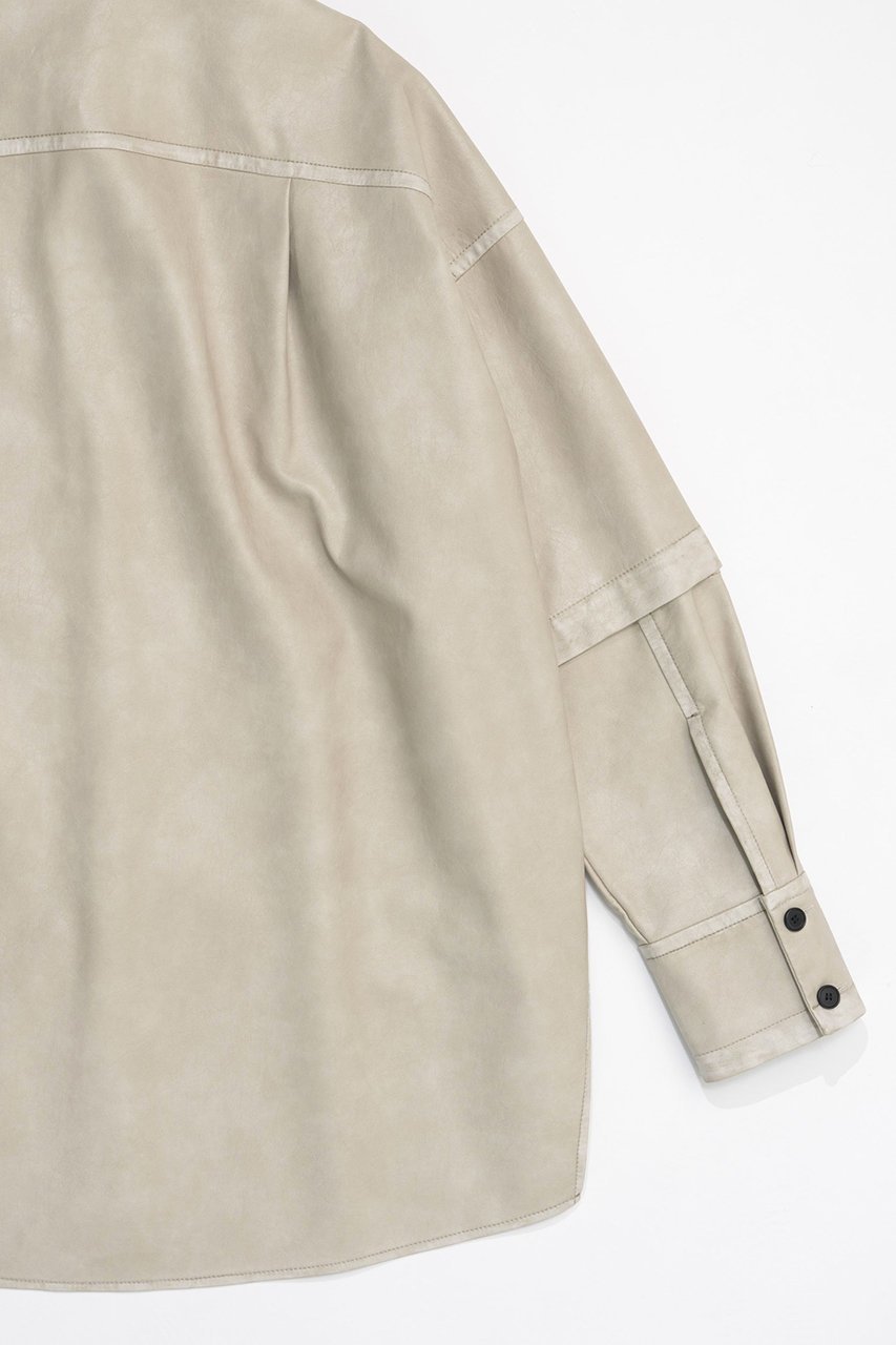 【メゾンスペシャル/MAISON SPECIAL】の2way faux Leather Shirt/2WAYフェイクレザーシャツ 人気、トレンドファッション・服の通販 founy(ファニー) ファッション Fashion レディースファッション Fashion for Women トップス・カットソー Cut & Sew Tops シャツ・ブラウス・オフィスカジュアル Elegant Blouses & Button-Ups おすすめ Recommended / Our Picks スリーブ Sleeve, Long Sleeve / Short Sleeve フェイクレザー Faux Leather, PU Leather ロング Long, Long-Length ヴィンテージ Vintage Style 半袖 Short Sleeve, Half Sleeve 軽量 Lightweight, Ultra Light other-6|ID: prp329100004060597 ipo3291000000032902470