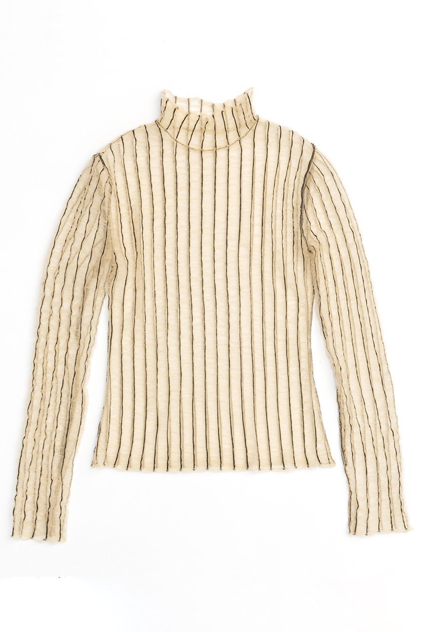 【メゾンスペシャル/MAISON SPECIAL】のShirring Stripe Sheer Knitwear/シャーリングストライプシアーニット インテリア・キッズ・メンズ・レディースファッション・服の通販 founy(ファニー) 　ファッション　Fashion　レディースファッション　WOMEN　トップス・カットソー　Tops/Tshirt　ニット　Knit Tops　プルオーバー　Pullover　アクセサリー　Accessories　インナー　Inner　オケージョン　Occasion　シャーリング　Shirring　ストライプ　Stripe　ハイネック　High Neck　夏　Summer　BGE(ベージュ)|ID: prp329100004060626 ipo3291000000027345101