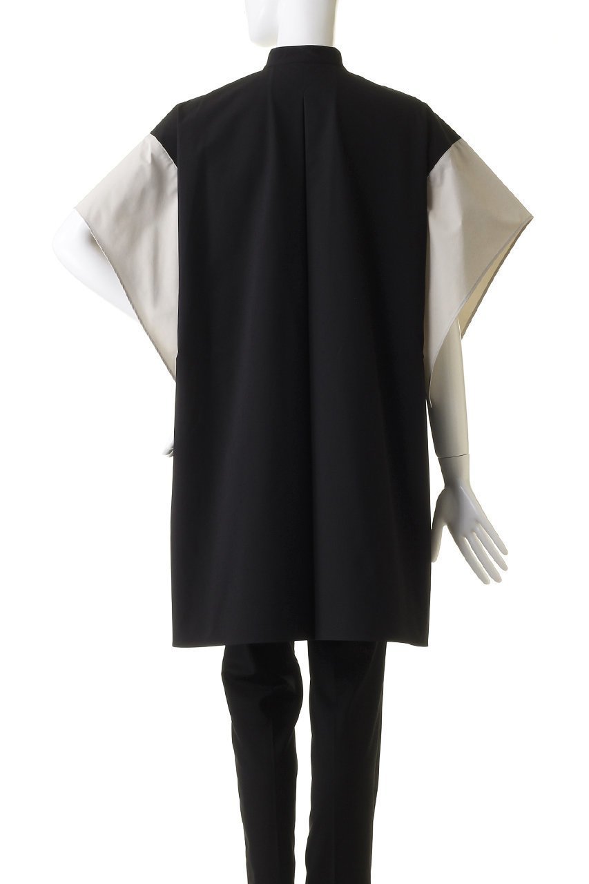 【ル フィル/LE PHIL】のポリエステルツイルバイカラーブラウス 人気、トレンドファッション・服の通販 founy(ファニー) 　ファッション　Fashion　レディースファッション　WOMEN　トップス・カットソー　Tops/Tshirt　シャツ/ブラウス　Shirts/Blouses　コンパクト　Compact　ショート　Short　スクエア　Square　スリット　Slit　スリーブ　Sleeve　ツイル　Twill　フロント　Front　ラウンド　Round　other-4|ID: prp329100004064540 ipo3291000000031422435
