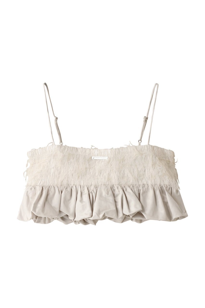 【プランク プロジェクト/PRANK PROJECT】のフェザーペプラムビスチェ / Feather Peplum Bustier インテリア・キッズ・メンズ・レディースファッション・服の通販 founy(ファニー) 　ファッション　Fashion　レディースファッション　Fashion for Women　トップス・カットソー　Cut & Sew Tops　キャミソール&ノースリーブ　Camisoles & Sleeveless Tops　シャツ・ブラウス・オフィスカジュアル　Elegant Blouses & Button-Ups　ビスチェ　Bustiers & Corset Tops / Layered Bustier Style　カットソー　Cut and Sewn Top　コンビ　Combo, Combination Style　サテン　Satin, Glossy Fabric　シャーリング　Shirring, Ruched　ノースリーブ　Sleeveless, No-Sleeve　ビスチェ　Bustier, Corset Top　フィット　Fit, Slim Fit　フェザー　Feather, Feather Detail　WHT(ホワイト)|ID: prp329100004066646 ipo3291000000032903824