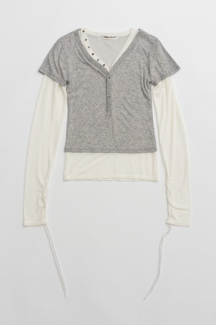 【プランク プロジェクト/PRANK PROJECT】のヘンリーレイヤードトップ / Henley Layered Top インテリア・キッズ・メンズ・レディースファッション・服の通販 founy(ファニー) https://founy.com/ ファッション Fashion レディースファッション Fashion for Women トップス・カットソー Cut & Sew Tops シャツ・ブラウス・オフィスカジュアル Elegant Blouses & Button-Ups ロングTシャツ・Tシャツ Longline T-Shirts & Tees カットソー・ベーシックTシャツ Cut-and-Sewn Tops / Stretch Tees & Basics インナー Innerwear ウォーム Warm Fabric シルク Silk, 100% Silk ストレッチ Stretch, Stretchy Fabric スリーブ Sleeve, Long Sleeve / Short Sleeve テレコ Ribbed, Rib Stitch 長袖 Long Sleeve, Full Sleeve フィット Fit, Slim Fit 半袖 Short Sleeve, Half Sleeve ラグジュアリー Luxury, Elegant レース Lace, Lace Fabric ロング Long, Long-Length |ID: prp329100004066651 ipo3291000000032916525