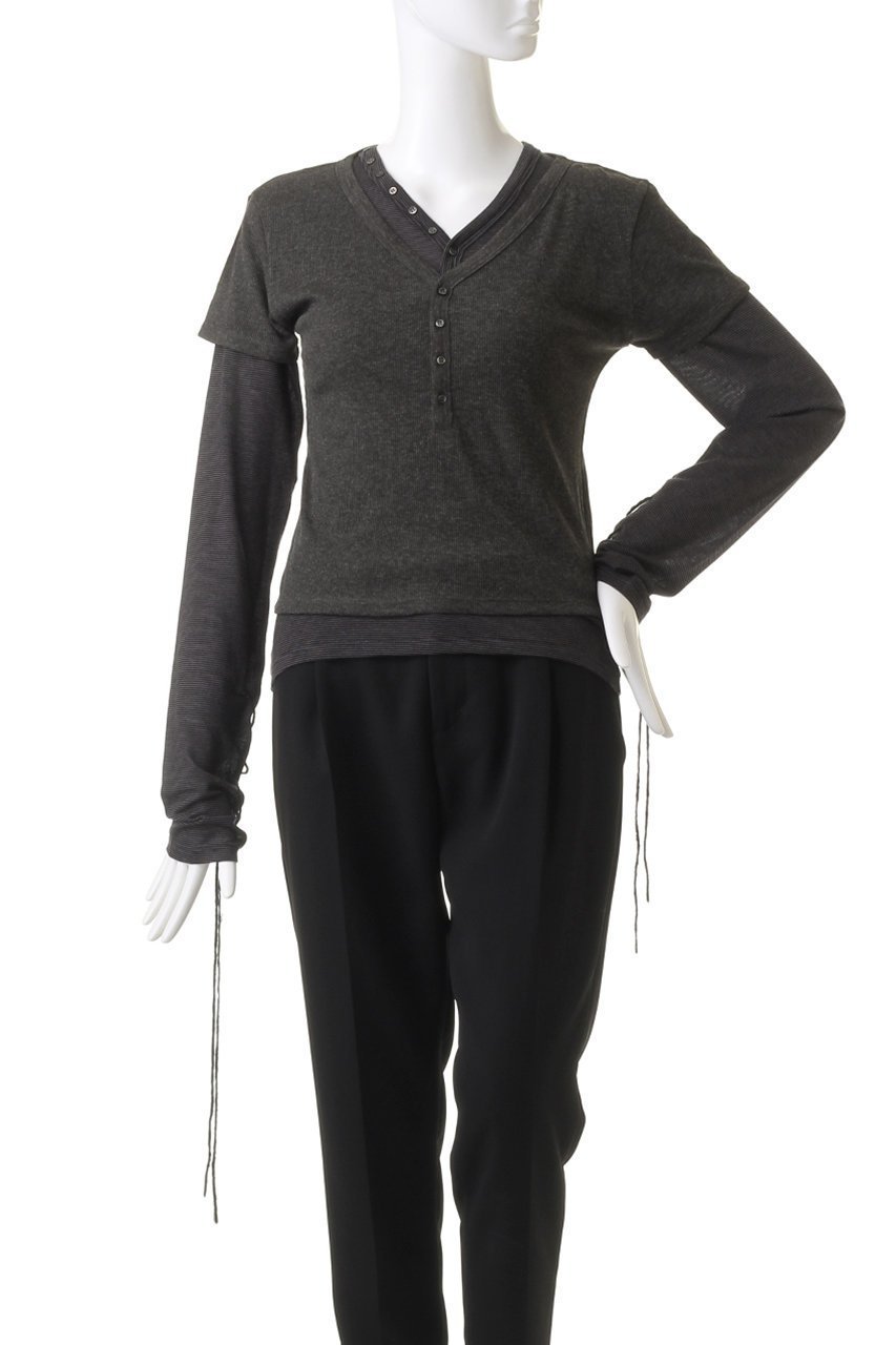 【プランク プロジェクト/PRANK PROJECT】のヘンリーレイヤードトップ / Henley Layered Top 人気、トレンドファッション・服の通販 founy(ファニー) 　ファッション　Fashion　レディースファッション　Fashion for Women　トップス・カットソー　Cut & Sew Tops　シャツ・ブラウス・オフィスカジュアル　Elegant Blouses & Button-Ups　ロングTシャツ・Tシャツ　Longline T-Shirts & Tees　カットソー・ベーシックTシャツ　Cut-and-Sewn Tops / Stretch Tees & Basics　インナー　Innerwear　ウォーム　Warm Fabric　シルク　Silk, 100% Silk　ストレッチ　Stretch, Stretchy Fabric　スリーブ　Sleeve, Long Sleeve / Short Sleeve　テレコ　Ribbed, Rib Stitch　長袖　Long Sleeve, Full Sleeve　フィット　Fit, Slim Fit　半袖　Short Sleeve, Half Sleeve　ラグジュアリー　Luxury, Elegant　レース　Lace, Lace Fabric　ロング　Long, Long-Length　other-2|ID: prp329100004066651 ipo3291000000032916562