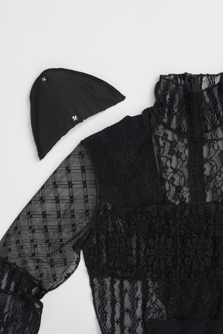 【プランク プロジェクト/PRANK PROJECT】のコラージュレースボディスーツ / Collage Lace Bodysuit 人気、トレンドファッション・服の通販 founy(ファニー) 　ファッション　Fashion　レディースファッション　Fashion for Women　トップス・カットソー　Cut & Sew Tops　シャツ・ブラウス・オフィスカジュアル　Elegant Blouses & Button-Ups　ロングTシャツ・Tシャツ　Longline T-Shirts & Tees　カットソー・ベーシックTシャツ　Cut-and-Sewn Tops / Stretch Tees & Basics　インナー　Innerwear　カーディガン　Cardigan, Knitwear　ジャケット　Jacket, Outerwear　スリーブ　Sleeve, Long Sleeve / Short Sleeve　スーツ　Suit, Formalwear　パッチワーク　Patchwork, Mixed Fabric　レース　Lace, Lace Fabric　ロング　Long, Long-Length　other-6|ID: prp329100004066652 ipo3291000000035746563