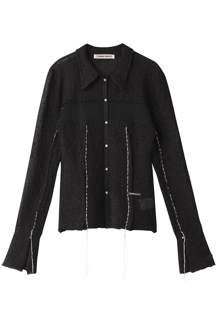 【プランク プロジェクト/PRANK PROJECT】のカラーステッチニットスリムシャツ / Color Stitch Knit Slim Shirt インテリア・キッズ・メンズ・レディースファッション・服の通販 founy(ファニー) https://founy.com/ ファッション Fashion レディースファッション Fashion for Women トップス・カットソー Cut & Sew Tops ニット Knit Tops & Sweaters シャツ・ブラウス・オフィスカジュアル Elegant Blouses & Button-Ups シアー Sheer, See-Through スリーブ Sleeve, Long Sleeve / Short Sleeve ハンド Hand, Handmade ロング Long, Long-Length 羽織 Haori, Light Jacket |ID: prp329100004066659 ipo3291000000034422258