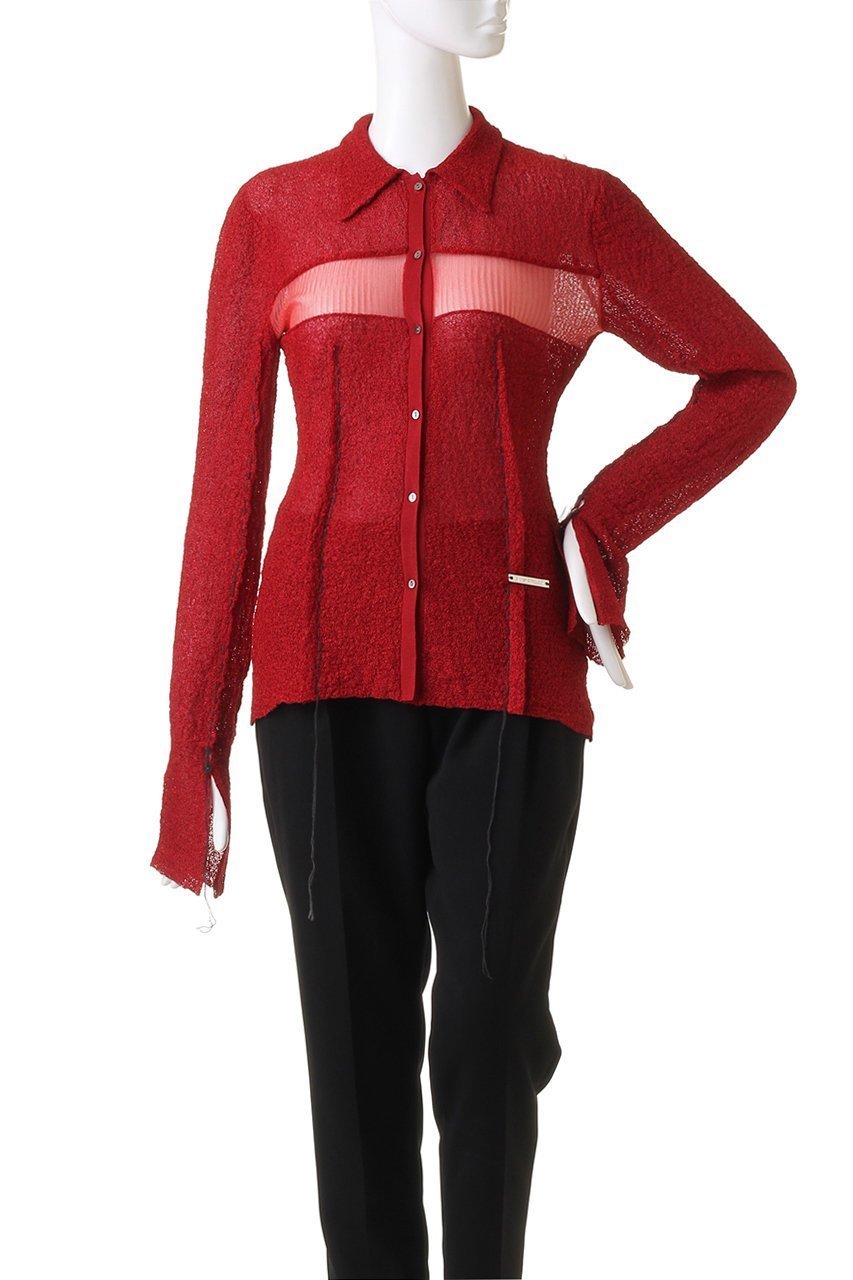 【プランク プロジェクト/PRANK PROJECT】のカラーステッチニットスリムシャツ / Color Stitch Knit Slim Shirt 人気、トレンドファッション・服の通販 founy(ファニー) ファッション Fashion レディースファッション Fashion for Women トップス・カットソー Cut & Sew Tops ニット Knit Tops & Sweaters シャツ・ブラウス・オフィスカジュアル Elegant Blouses & Button-Ups シアー Sheer, See-Through スリーブ Sleeve, Long Sleeve / Short Sleeve ハンド Hand, Handmade ロング Long, Long-Length 羽織 Haori, Light Jacket other-2|ID: prp329100004066659 ipo3291000000034422262