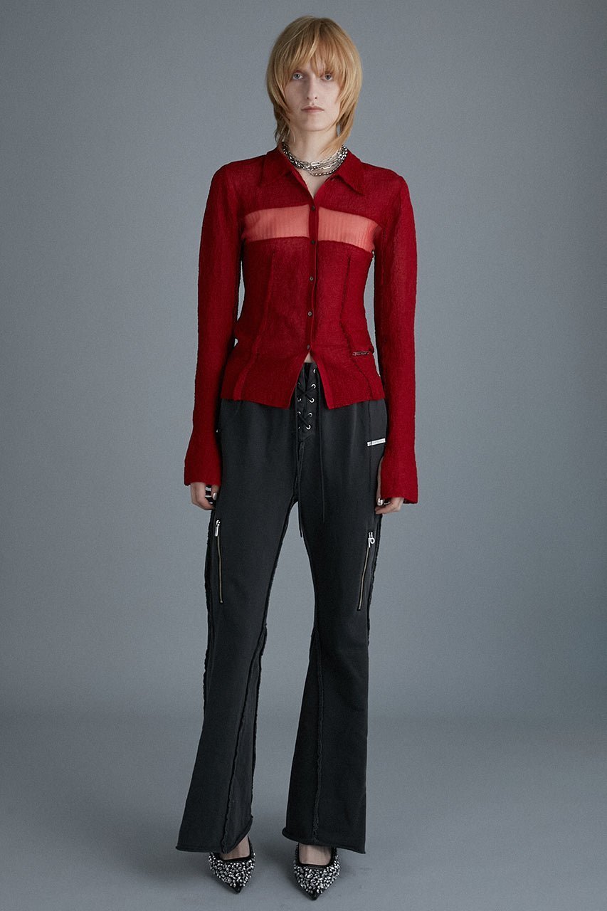 【プランク プロジェクト/PRANK PROJECT】のカラーステッチニットスリムシャツ / Color Stitch Knit Slim Shirt 人気、トレンドファッション・服の通販 founy(ファニー) ファッション Fashion レディースファッション Fashion for Women トップス・カットソー Cut & Sew Tops ニット Knit Tops & Sweaters シャツ・ブラウス・オフィスカジュアル Elegant Blouses & Button-Ups シアー Sheer, See-Through スリーブ Sleeve, Long Sleeve / Short Sleeve ハンド Hand, Handmade ロング Long, Long-Length 羽織 Haori, Light Jacket other-6|ID: prp329100004066659 ipo3291000000034422266