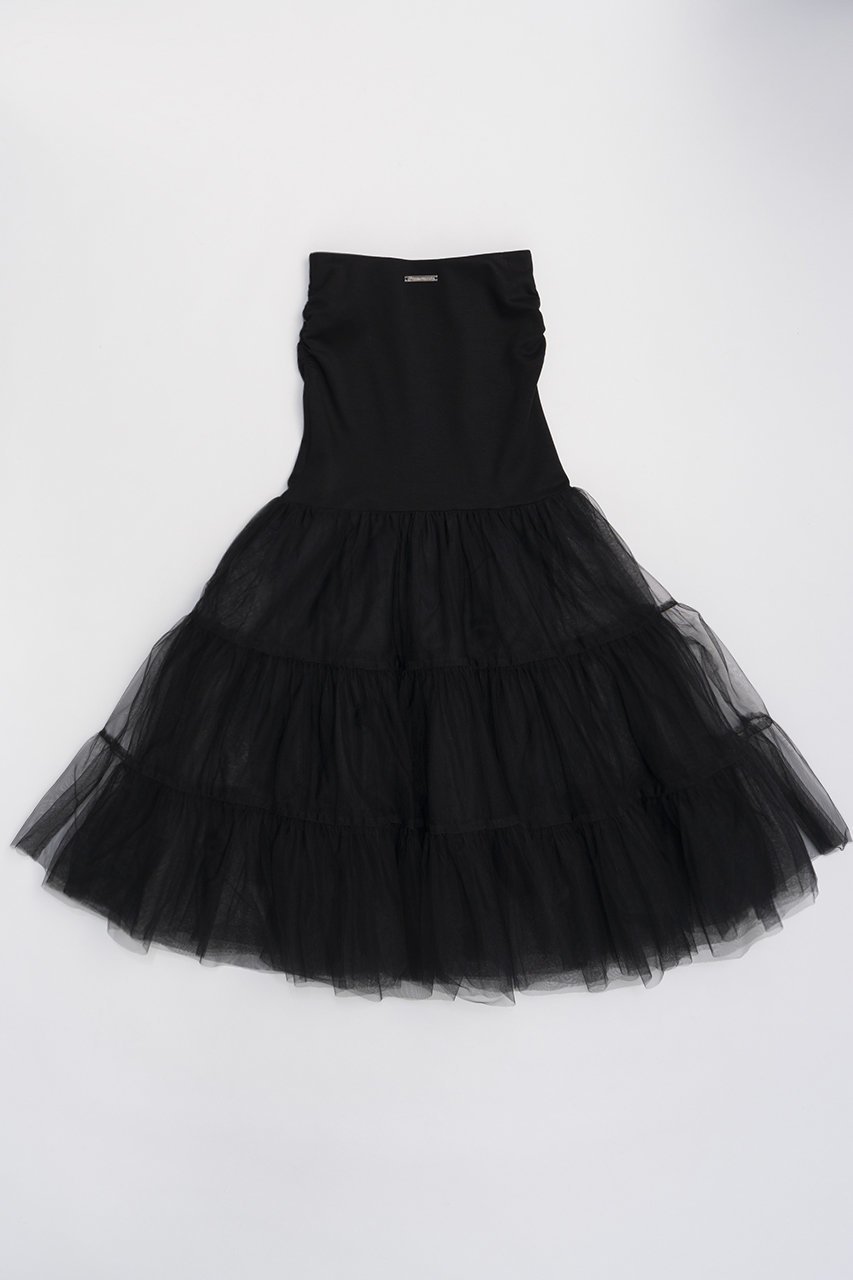 【プランク プロジェクト/PRANK PROJECT】のチュールドッキングボリュームスカート / Tulle Docking Volume Skirt インテリア・キッズ・メンズ・レディースファッション・服の通販 founy(ファニー) 　ファッション　Fashion　レディースファッション　WOMEN　スカート　Skirt　ロングスカート　Long Skirt　ストレッチ　Stretch　チュール　Tulle　フィット　Fit　ペチコート　Petticoat　ロング　Long　BLK(ブラック)|ID: prp329100004066692 ipo3291000000027410389