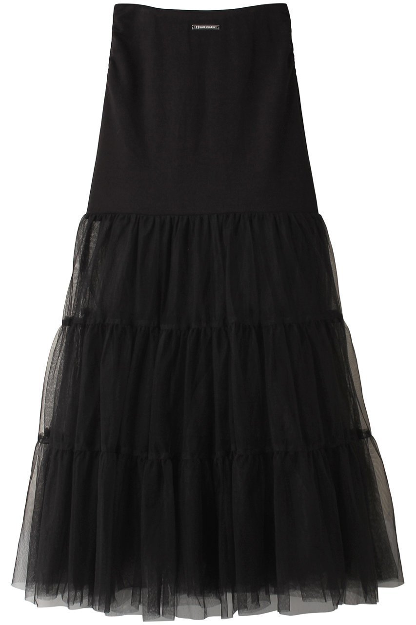【プランク プロジェクト/PRANK PROJECT】のチュールドッキングボリュームスカート / Tulle Docking Volume Skirt インテリア・キッズ・メンズ・レディースファッション・服の通販 founy(ファニー) 　ファッション　Fashion　レディースファッション　Fashion for Women　スカート　Skirts　ロングスカート　Long Skirts / Maxi & Midi Skirts　ストレッチ　Stretch, Stretchy Fabric　チュール　Tulip, Tulip Motif　フィット　Fit, Slim Fit　ペチコート　Petticoat, Underskirt　ロング　Long, Long-Length　BLK(ブラック)|ID: prp329100004066692 ipo3291000000035694039
