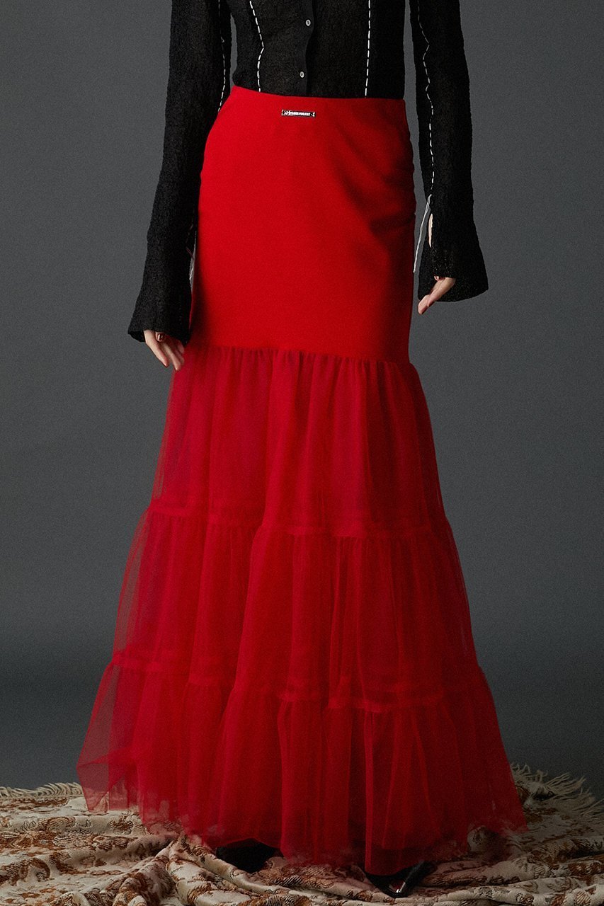 【プランク プロジェクト/PRANK PROJECT】のチュールドッキングボリュームスカート / Tulle Docking Volume Skirt 人気、トレンドファッション・服の通販 founy(ファニー) 　ファッション　Fashion　レディースファッション　Fashion for Women　スカート　Skirts　ロングスカート　Long Skirts / Maxi & Midi Skirts　ストレッチ　Stretch, Stretchy Fabric　チュール　Tulip, Tulip Motif　フィット　Fit, Slim Fit　ペチコート　Petticoat, Underskirt　ロング　Long, Long-Length　other-8|ID: prp329100004066692 ipo3291000000035694047
