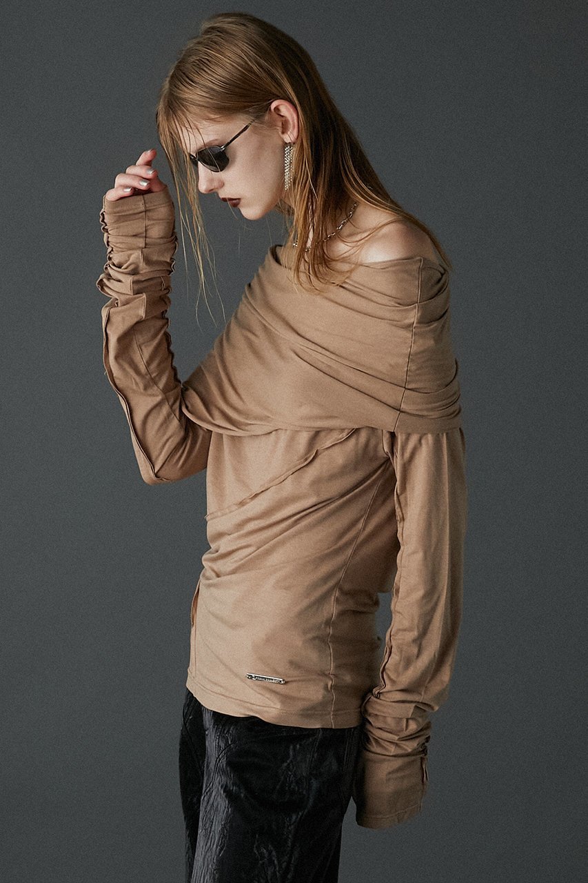 【プランク プロジェクト/PRANK PROJECT】のアウトシームドレープトップ / Out Seam Drape Top 人気、トレンドファッション・服の通販 founy(ファニー) 　ファッション　Fashion　レディースファッション　Fashion for Women　トップス・カットソー　Cut & Sew Tops　シャツ・ブラウス・オフィスカジュアル　Elegant Blouses & Button-Ups　ロングTシャツ・Tシャツ　Longline T-Shirts & Tees　カットソー・ベーシックTシャツ　Cut-and-Sewn Tops / Stretch Tees & Basics　おすすめ　Recommended / Our Picks　とろみ　Fluid, Flowy Fabric　なめらか　Smooth, Silky Texture　カットソー　Cut and Sewn Top　スラックス　Slacks, Dress Pants　スリーブ　Sleeve, Long Sleeve / Short Sleeve　セットアップ　Set-Up, Coordinated Outfit　ルーズ　Loose, Oversized　ロング　Long, Long-Length　other-6|ID: prp329100004066704 ipo3291000000032915407