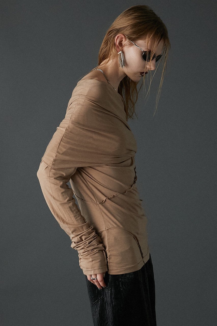 【プランク プロジェクト/PRANK PROJECT】のアウトシームドレープトップ / Out Seam Drape Top 人気、トレンドファッション・服の通販 founy(ファニー) 　ファッション　Fashion　レディースファッション　Fashion for Women　トップス・カットソー　Cut & Sew Tops　シャツ・ブラウス・オフィスカジュアル　Elegant Blouses & Button-Ups　ロングTシャツ・Tシャツ　Longline T-Shirts & Tees　カットソー・ベーシックTシャツ　Cut-and-Sewn Tops / Stretch Tees & Basics　おすすめ　Recommended / Our Picks　とろみ　Fluid, Flowy Fabric　なめらか　Smooth, Silky Texture　カットソー　Cut and Sewn Top　スラックス　Slacks, Dress Pants　スリーブ　Sleeve, Long Sleeve / Short Sleeve　セットアップ　Set-Up, Coordinated Outfit　ルーズ　Loose, Oversized　ロング　Long, Long-Length　other-8|ID: prp329100004066704 ipo3291000000032915429