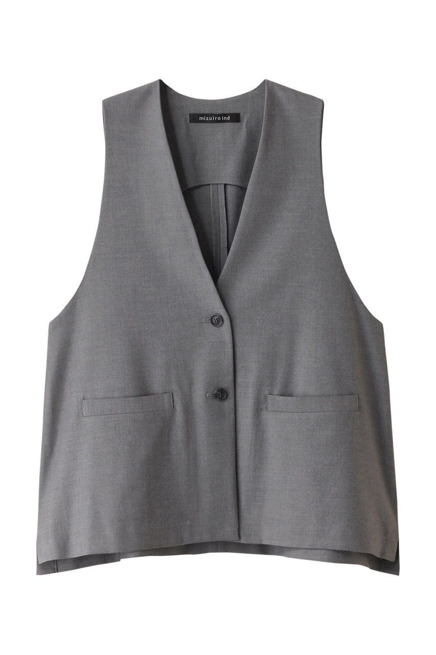 【ミズイロ インド/mizuiro ind】のdeep V neck wide vest ベスト インテリア・キッズ・メンズ・レディースファッション・服の通販 founy(ファニー) 　ファッション　Fashion　レディースファッション　WOMEN　アウター　Coat Outerwear　ジャケット　Jackets　ジャケット　Jacket　ベスト　Vest　ロング　Long　ワイド　Wide　grayA|ID: prp329100004066765 ipo3291000000027656150