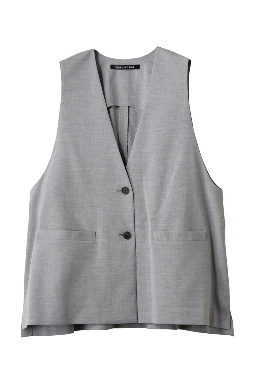 【ミズイロ インド/mizuiro ind】のdeep V neck wide vest ベスト インテリア・キッズ・メンズ・レディースファッション・服の通販 founy(ファニー) 　ファッション　Fashion　レディースファッション　WOMEN　アウター　Coat Outerwear　ジャケット　Jackets　ジャケット　Jacket　ベスト　Vest　ロング　Long　ワイド　Wide　l.gray|ID: prp329100004066765 ipo3291000000029501151