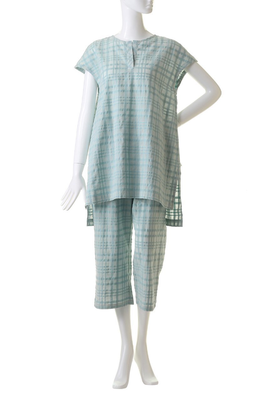 【キッドブルー/KID BLUE】の24サッカーチェックパジャマ 人気、トレンドファッション・服の通販 founy(ファニー) 　ファッション　Fashion　レディースファッション　Fashion for Women　サッカー　Seersucker, Summer Fabric　シアー　Sheer, See-Through　チェック　Check, Plaid, Tartan　パジャマ　Pajamas, Sleepwear　半袖　Short Sleeve, Half Sleeve　other-2|ID: prp329100004066778 ipo3291000000032834633