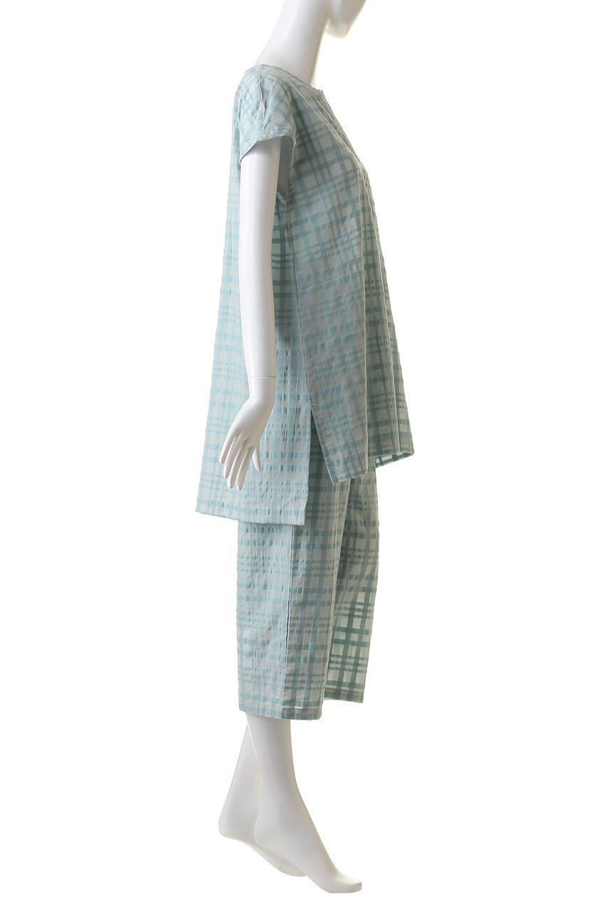 【キッドブルー/KID BLUE】の24サッカーチェックパジャマ 人気、トレンドファッション・服の通販 founy(ファニー) 　ファッション　Fashion　レディースファッション　Fashion for Women　サッカー　Seersucker, Summer Fabric　シアー　Sheer, See-Through　チェック　Check, Plaid, Tartan　パジャマ　Pajamas, Sleepwear　半袖　Short Sleeve, Half Sleeve　other-3|ID: prp329100004066778 ipo3291000000032834634