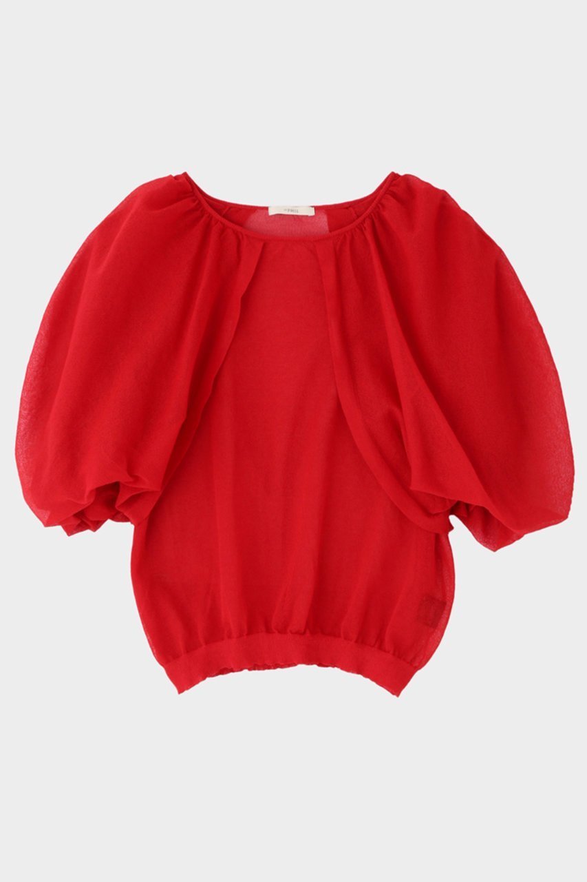 【ル フィル/LE PHIL】のシアーパフスリーブニット インテリア・キッズ・メンズ・レディースファッション・服の通販 founy(ファニー) 　ファッション　Fashion　レディースファッション　Fashion for Women　トップス・カットソー　Cut & Sew Tops　ニット　Knit Tops & Sweaters　カジュアルプルオーバー・ニットトップス　Pullovers & Knit Tops / Casual Pullovers　おすすめ　Recommended / Our Picks　シアー　Sheer, See-Through　ボトム　Bottoms, Lower Wear　レッド|ID: prp329100004073314 ipo3291000000035074336