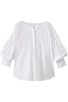 【アルアバイル/allureville】のパフギャザースリーブブラウス 人気、トレンドファッション・服の通販 founy(ファニー) ファッション Fashion レディースファッション Fashion for Women トップス・カットソー Cut & Sew Tops シャツ・ブラウス・オフィスカジュアル Elegant Blouses & Button-Ups シャーリング Shirring, Ruched ショート Short, Short Length スリーブ Sleeve, Long Sleeve / Short Sleeve フェミニン Feminine, Girly フリル Frill, Ruffle |ID:prp329100004073319