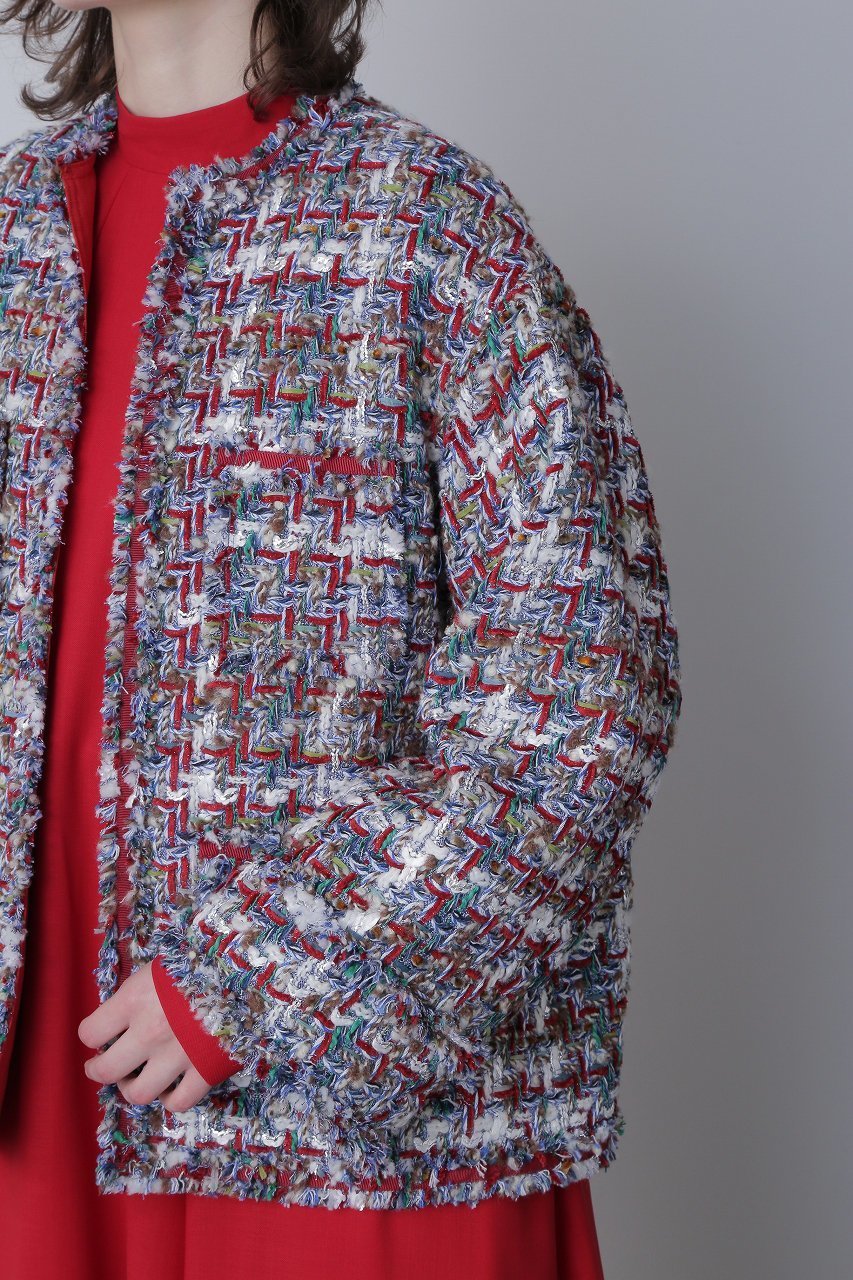 【ヒューエルミュージアム/hueLe Museum】の【STUMBLY】Round No Collar Jacket 人気、トレンドファッション・服の通販 founy(ファニー) 　ファッション　Fashion　レディースファッション　Fashion for Women　アウター　Coat / Outerwear Collection　レディースジャケット・軽アウター　Jackets　クラシック　Classic, Timeless Style　ショルダー　Shoulder, Shoulder Strap　ジャケット　Jacket, Outerwear　ツイード　Twill, Twill Weave　トリミング　Trimming, Decorative Edge　ドロップ　Drop Shoulder, Dropped Style　パッチ　Patch, Appliqué　ポケット　Pocket, Pocket Detail　ミックス　Mix, Mixed Style　モダン　Modern, Contemporary　other-2|ID: prp329100004073326 ipo3291000000035493636