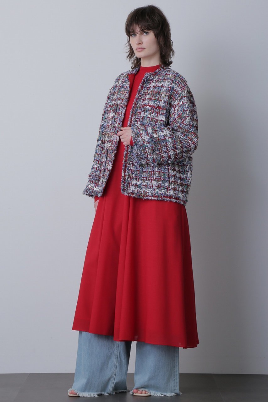 【ヒューエルミュージアム/hueLe Museum】の【STUMBLY】Round No Collar Jacket 人気、トレンドファッション・服の通販 founy(ファニー) 　ファッション　Fashion　レディースファッション　Fashion for Women　アウター　Coat / Outerwear Collection　レディースジャケット・軽アウター　Jackets　クラシック　Classic, Timeless Style　ショルダー　Shoulder, Shoulder Strap　ジャケット　Jacket, Outerwear　ツイード　Twill, Twill Weave　トリミング　Trimming, Decorative Edge　ドロップ　Drop Shoulder, Dropped Style　パッチ　Patch, Appliqué　ポケット　Pocket, Pocket Detail　ミックス　Mix, Mixed Style　モダン　Modern, Contemporary　other-6|ID: prp329100004073326 ipo3291000000035493640