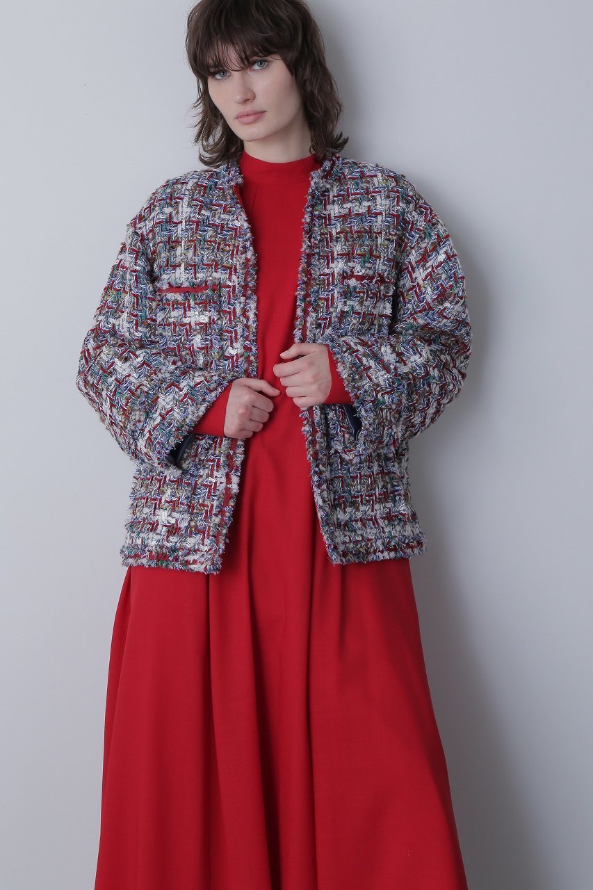 【ヒューエルミュージアム/hueLe Museum】の【STUMBLY】Round No Collar Jacket 人気、トレンドファッション・服の通販 founy(ファニー) 　ファッション　Fashion　レディースファッション　Fashion for Women　アウター　Coat / Outerwear Collection　レディースジャケット・軽アウター　Jackets　クラシック　Classic, Timeless Style　ショルダー　Shoulder, Shoulder Strap　ジャケット　Jacket, Outerwear　ツイード　Twill, Twill Weave　トリミング　Trimming, Decorative Edge　ドロップ　Drop Shoulder, Dropped Style　パッチ　Patch, Appliqué　ポケット　Pocket, Pocket Detail　ミックス　Mix, Mixed Style　モダン　Modern, Contemporary　 other-1|ID: prp329100004073326 ipo3291000000036061825