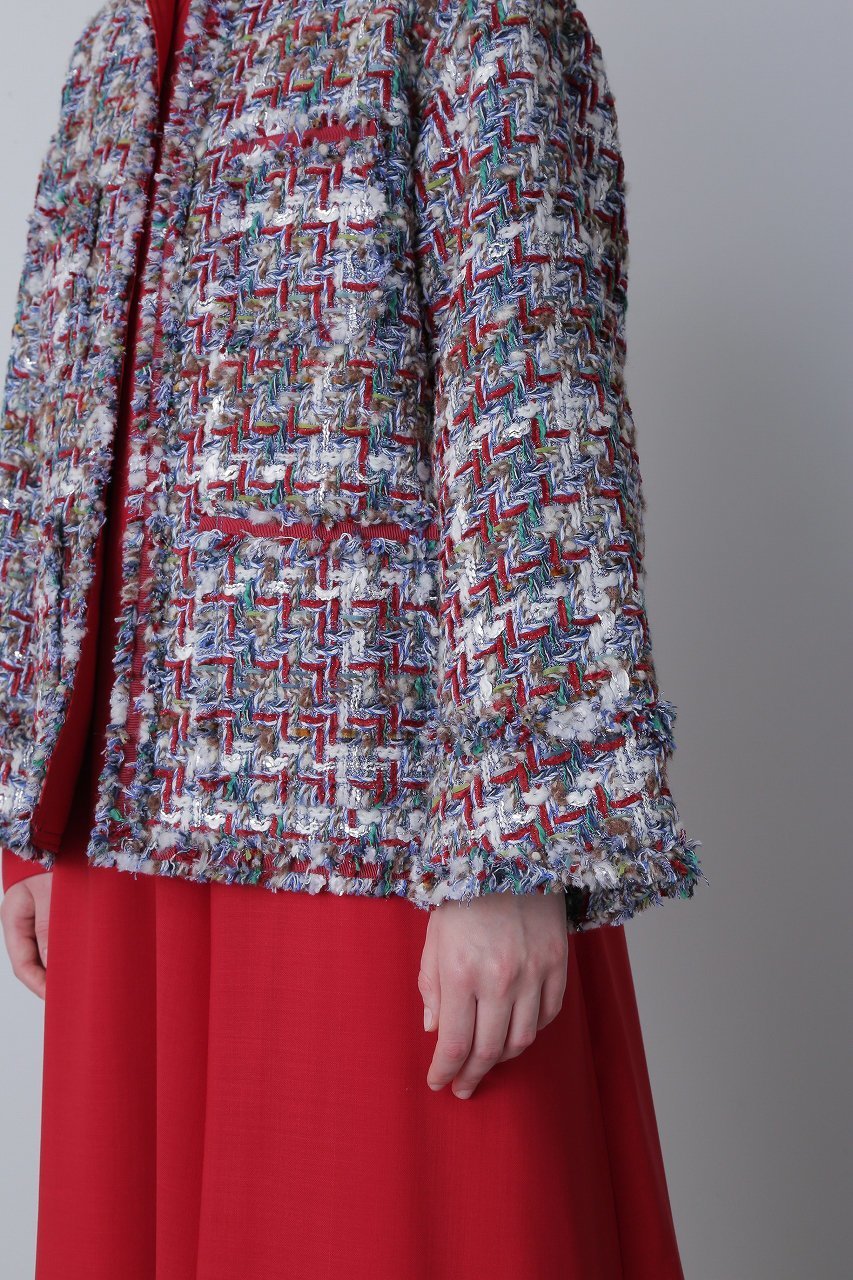 【ヒューエルミュージアム/hueLe Museum】の【STUMBLY】Round No Collar Jacket 人気、トレンドファッション・服の通販 founy(ファニー) 　ファッション　Fashion　レディースファッション　Fashion for Women　アウター　Coat / Outerwear Collection　レディースジャケット・軽アウター　Jackets　クラシック　Classic, Timeless Style　ショルダー　Shoulder, Shoulder Strap　ジャケット　Jacket, Outerwear　ツイード　Twill, Twill Weave　トリミング　Trimming, Decorative Edge　ドロップ　Drop Shoulder, Dropped Style　パッチ　Patch, Appliqué　ポケット　Pocket, Pocket Detail　ミックス　Mix, Mixed Style　モダン　Modern, Contemporary　other-3|ID: prp329100004073326 ipo3291000000036061829