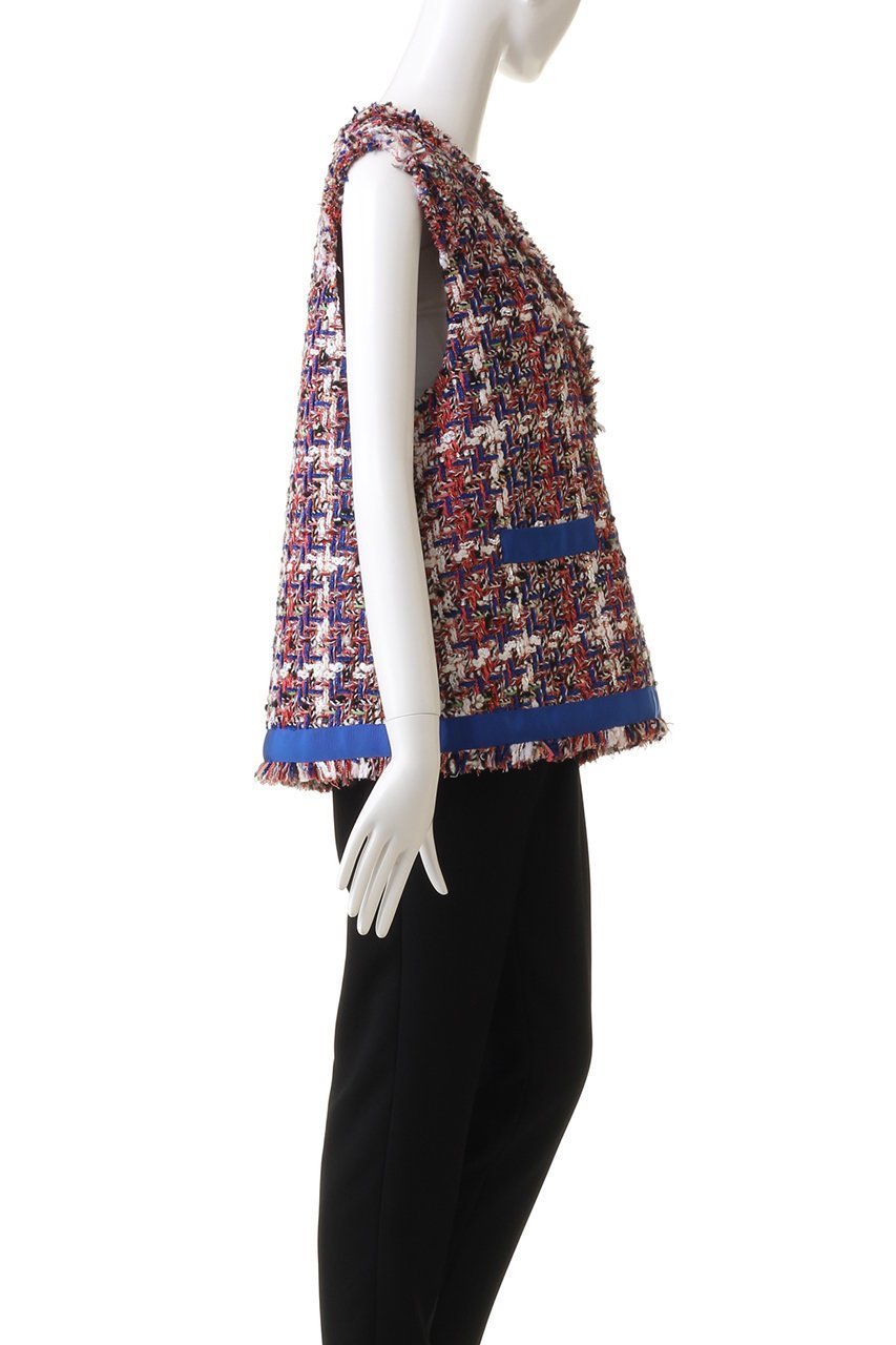 【ヒューエルミュージアム/hueLe Museum】の【STUMBLY】Vネックジレ 人気、トレンドファッション・服の通販 founy(ファニー) 　ファッション　Fashion　レディースファッション　Fashion for Women　アウター　Coat / Outerwear Collection　レディースジャケット・軽アウター　Jackets　シンプル　Simple, Minimal　ジャケット　Jacket, Outerwear　ツイード　Twill, Twill Weave　フリンジ　Fringe, Tassel　ベスト　Vest, Waistcoat　ミックス　Mix, Mixed Style　エレガント 上品　Elegant　other-3|ID: prp329100004073332 ipo3291000000035961572