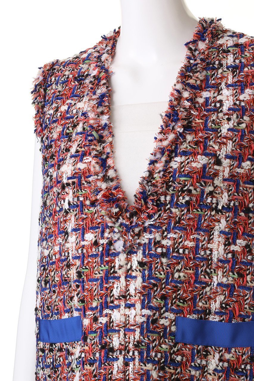 【ヒューエルミュージアム/hueLe Museum】の【STUMBLY】Vネックジレ 人気、トレンドファッション・服の通販 founy(ファニー) 　ファッション　Fashion　レディースファッション　Fashion for Women　アウター　Coat / Outerwear Collection　レディースジャケット・軽アウター　Jackets　シンプル　Simple, Minimal　ジャケット　Jacket, Outerwear　ツイード　Twill, Twill Weave　フリンジ　Fringe, Tassel　ベスト　Vest, Waistcoat　ミックス　Mix, Mixed Style　エレガント 上品　Elegant　other-5|ID: prp329100004073332 ipo3291000000035961575