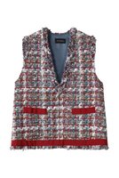 【ヒューエルミュージアム/hueLe Museum】の【STUMBLY】Vネックジレ 人気、トレンドファッション・服の通販 founy(ファニー) ファッション Fashion レディースファッション Fashion for Women アウター Coat / Outerwear Collection レディースジャケット・軽アウター Jackets シンプル Simple, Minimal ジャケット Jacket, Outerwear ツイード Twill, Twill Weave フリンジ Fringe, Tassel ベスト Vest, Waistcoat ミックス Mix, Mixed Style エレガント 上品 Elegant |ID:prp329100004073332