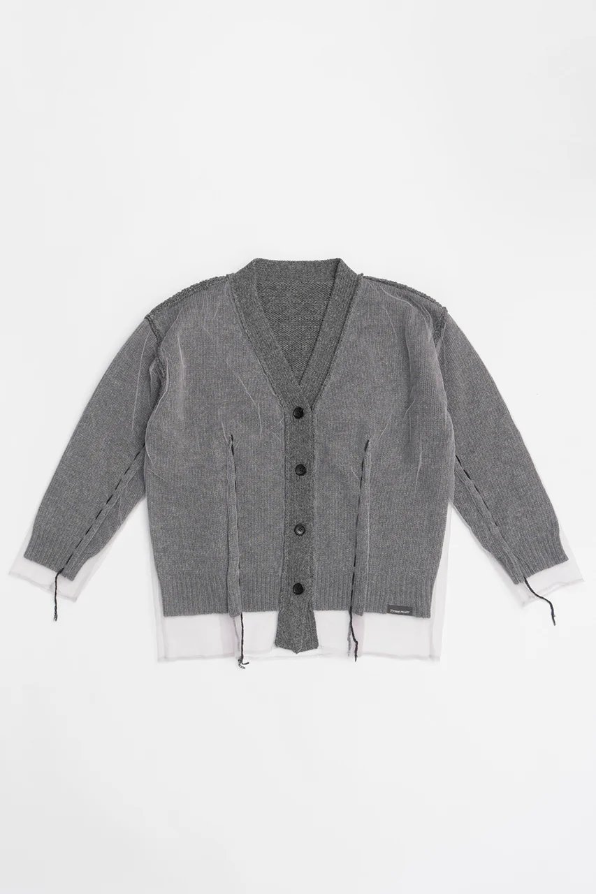 【プランク プロジェクト/PRANK PROJECT】のチュールレイヤードニットカーディガン/Tulle Layered Knit Cardigan インテリア・キッズ・メンズ・レディースファッション・服の通販 founy(ファニー) 　ファッション　Fashion　レディースファッション　WOMEN　トップス・カットソー　Tops/Tshirt　ニット　Knit Tops　カーディガン　Cardigans　おすすめ　Recommend　カーディガン　Cardigan　チュール　Tulle　ハンド　Hand　フレア　Flare　リバーシブル　Reversible　NEW・新作・新着・新入荷　New Arrivals　GRY(グレー)|ID: prp329100004073337 ipo3291000000027486882