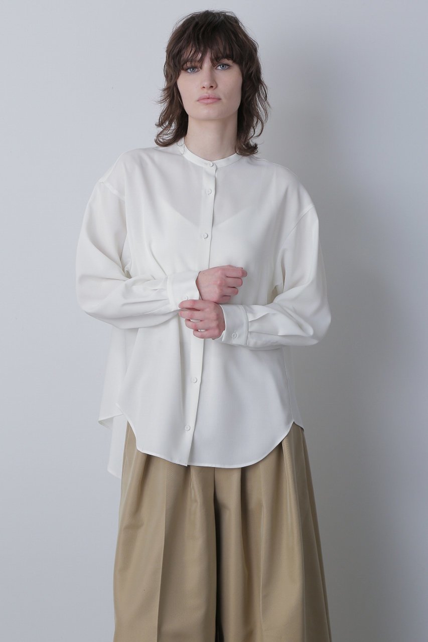 【ヒューエルミュージアム/hueLe Museum】の【hLM】ポリヴィスコースツイルブラウス インテリア・キッズ・メンズ・レディースファッション・服の通販 founy(ファニー) ファッション Fashion レディースファッション Fashion for Women トップス・カットソー Cut & Sew Tops シャツ・ブラウス・オフィスカジュアル Elegant Blouses & Button-Ups スリーブ Sleeve, Long Sleeve / Short Sleeve ドレープ Drape, Draping Fabric ペプラム Peplum, Flared Hem ロング Long, Long-Length ホワイト|ID: prp329100004074595 ipo3291000000035970076