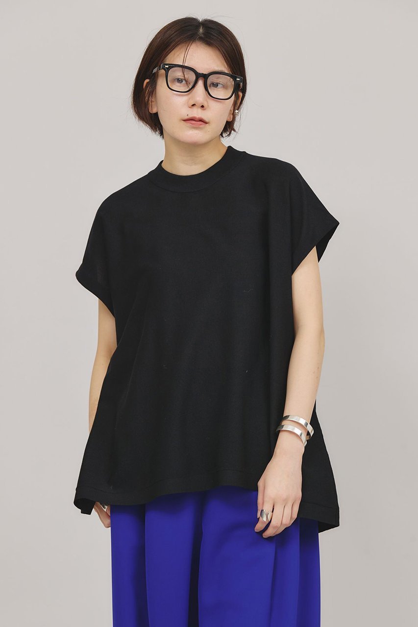 【カレンソロジー/Curensology】のニットフレアトップス インテリア・キッズ・メンズ・レディースファッション・服の通販 founy(ファニー) 　ファッション　Fashion　レディースファッション　Fashion for Women　トップス・カットソー　Cut & Sew Tops　ニット　Knit Tops & Sweaters　カジュアルプルオーバー・ニットトップス　Pullovers & Knit Tops / Casual Pullovers　カーゴパンツ　Cargo Pants, Utility Pants　サマー　Summer, Summer Style　シアー　Sheer, See-Through　シンプル　Simple, Minimal　スリーブ　Sleeve, Long Sleeve / Short Sleeve　デニム　Denim, Jeans Material　フレンチ　French, French Style　ラグジュアリー　Luxury, Elegant　夏　Summer　ブラック|ID: prp329100004074623 ipo3291000000032963316