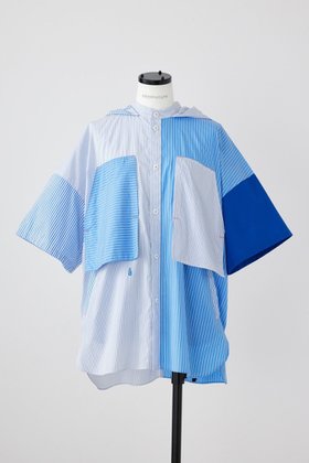 【ナゴンスタンス/nagonstans】 Stripe Mix Hoodie SH/シャツ人気、トレンドファッション・服の通販 founy(ファニー) ファッション Fashion レディースファッション Fashion for Women トップス・カットソー Cut & Sew Tops シャツ・ブラウス・オフィスカジュアル Elegant Blouses & Button-Ups おすすめ Recommended / Our Picks ショート Short, Short Length ストライプ Stripe, Striped Pattern スリーブ Sleeve, Long Sleeve / Short Sleeve ポケット Pocket, Pocket Detail メッシュ Mesh, Net Fabric ヨーク Yoke, Yoke Design 夏 Summer |ID:prp329100004076140